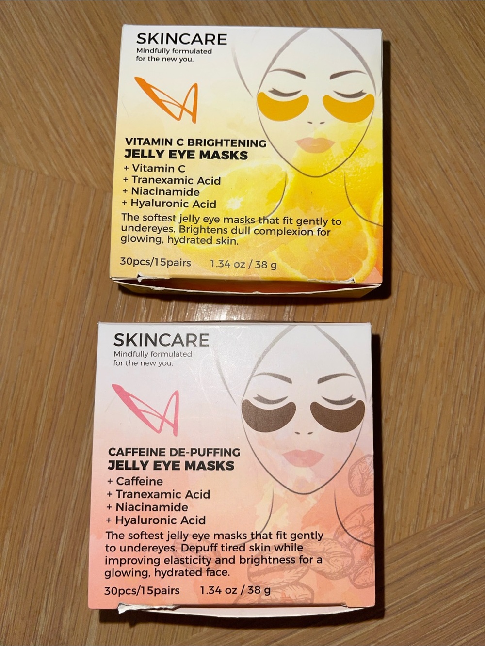 Vitamin C Brightening & Caffeine De-Puffing Jelly Eye Mask Duo - Yellow & Pink